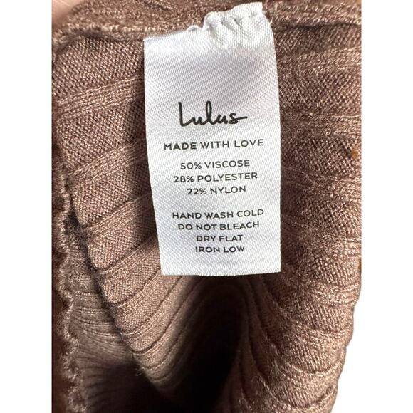 🤎 Lulus Taupe Ribbed Knit Bodycon Sweater Dress – Size Small – NWT - Picture 6 of 7